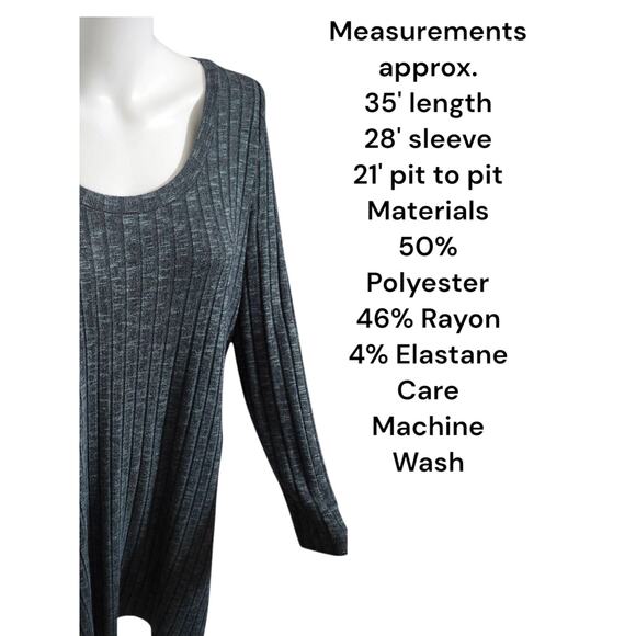 Soma Medium Ribbed Knit Side Slit Tunic SAGE Green Longline Blouse Top Shirt - Picture 2 of 13